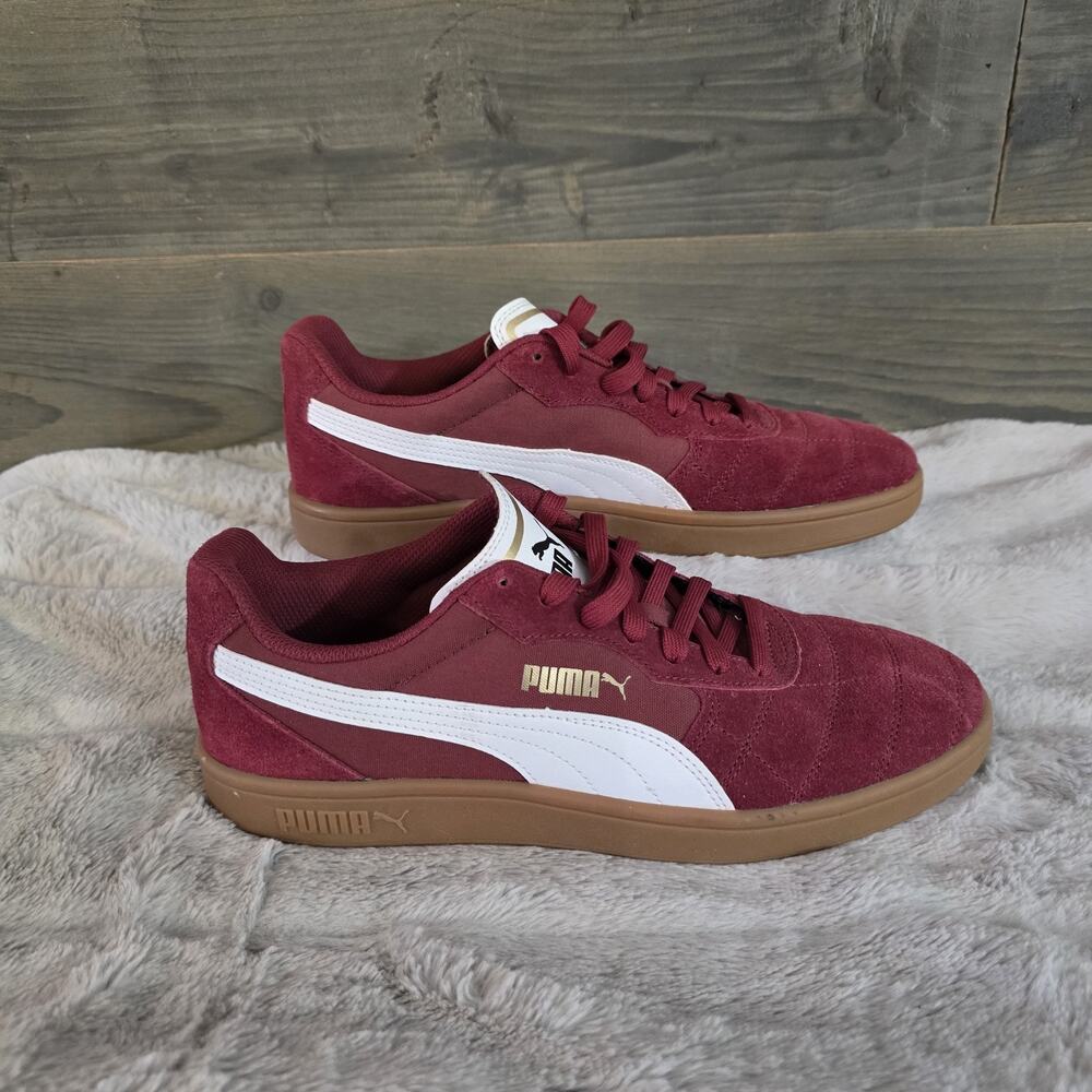 Puma Smash v2 Burgundy Suede Sneakers Men's Size 9 White Gum Sole Casual Shoes